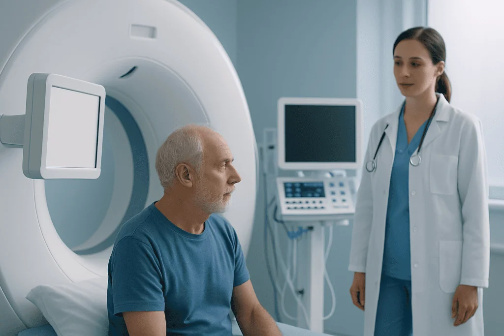 Patient undergoing MRI scan at Acibadem Hospital for neurological assessment.