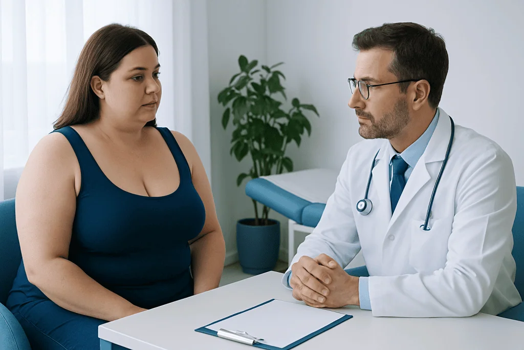 Doctor consulting with a patient in a medical office setting.
