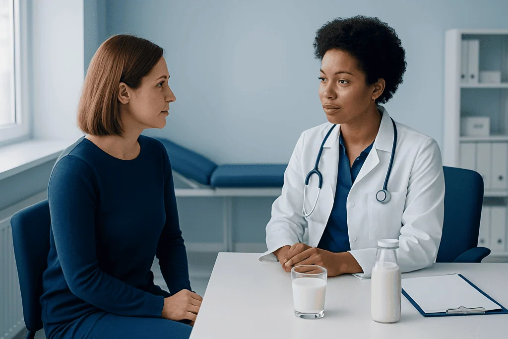 Doctor consulting with a patient in a medical office setting.