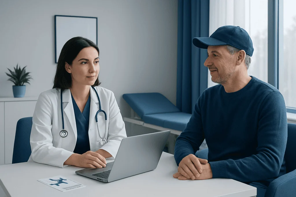 Doctor consulting with patient in a medical office at Acibadem Hospitals Group.