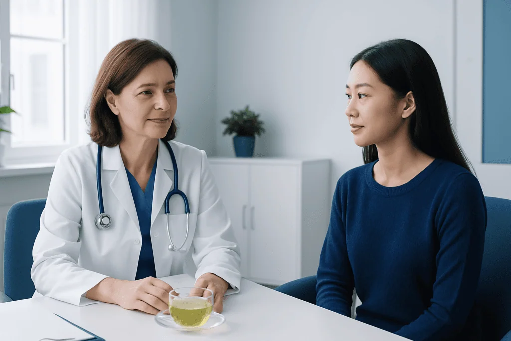 Doctor consulting with a patient in a medical office.