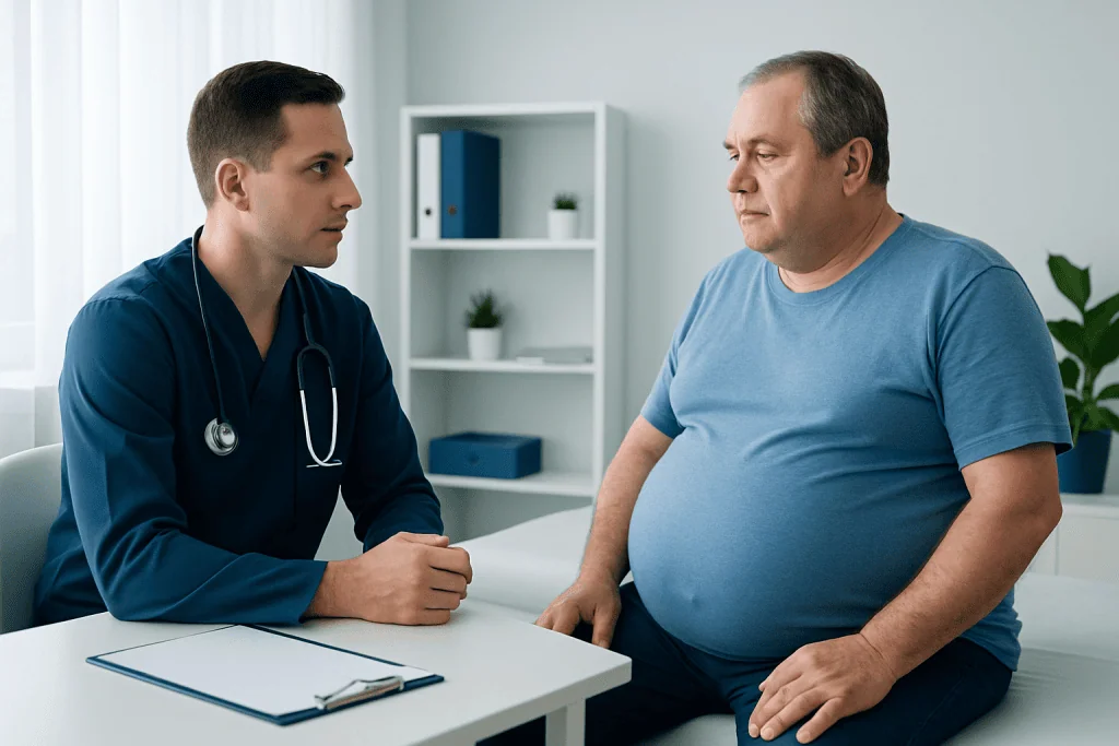 Doctor consulting with a patient in a medical office setting.