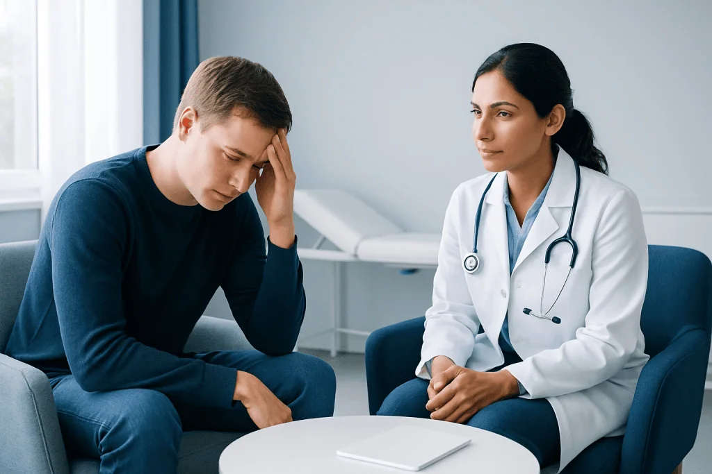 Patient in consultation with a doctor at Acibadem Hospital.