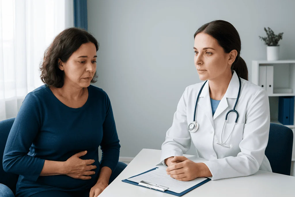 Doctor consulting with a patient in a medical office.