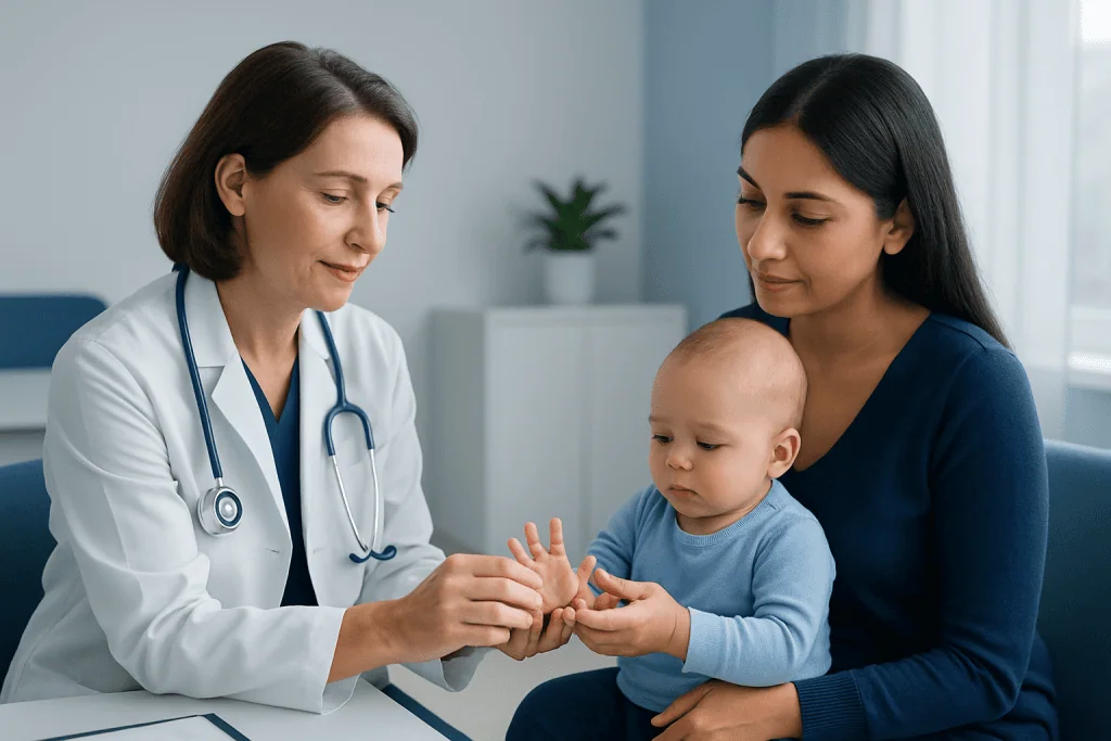 Pediatric consultation at Acibadem Hospital for polydactyly treatment.