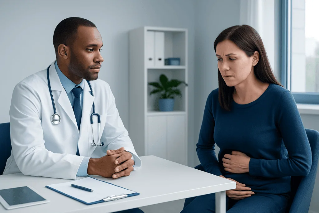 Doctor consulting with a patient about gastrointestinal health.