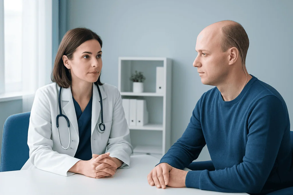 Doctor consulting patient in a medical office at Acibadem Hospitals Group.
