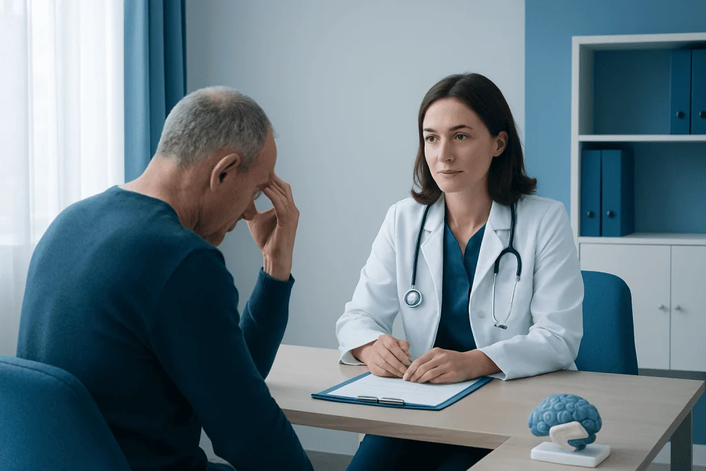 Doctor consulting with patient about neurological health at Acibadem Hospital.