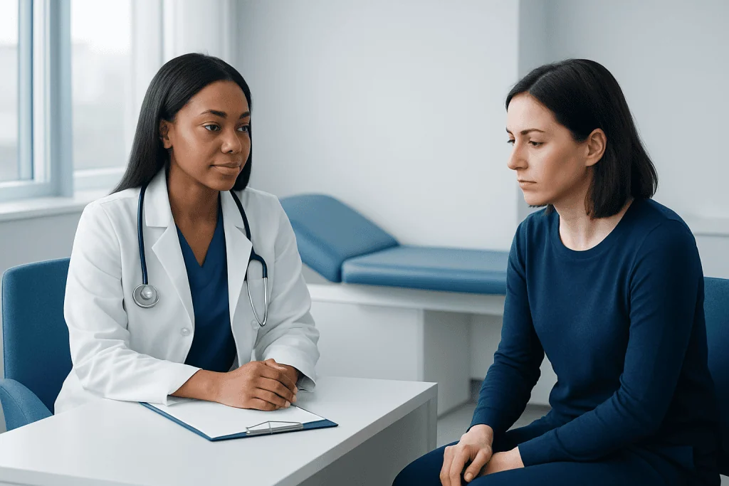 Doctor consulting with patient in a medical office at Acibadem Hospitals Group.