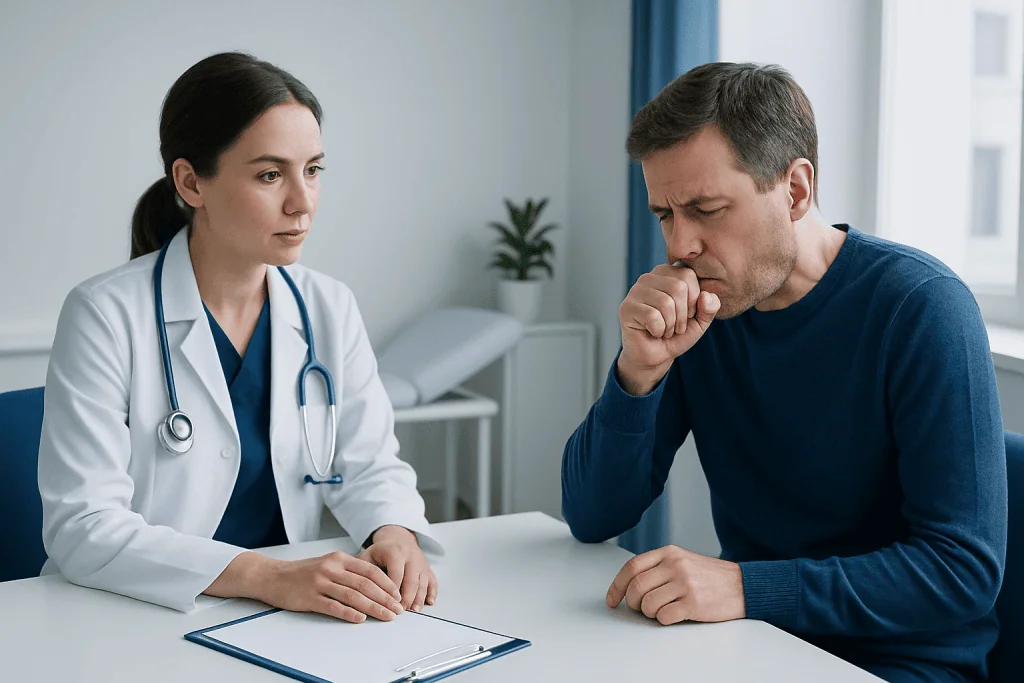 Causes and risk factors — blood during cough