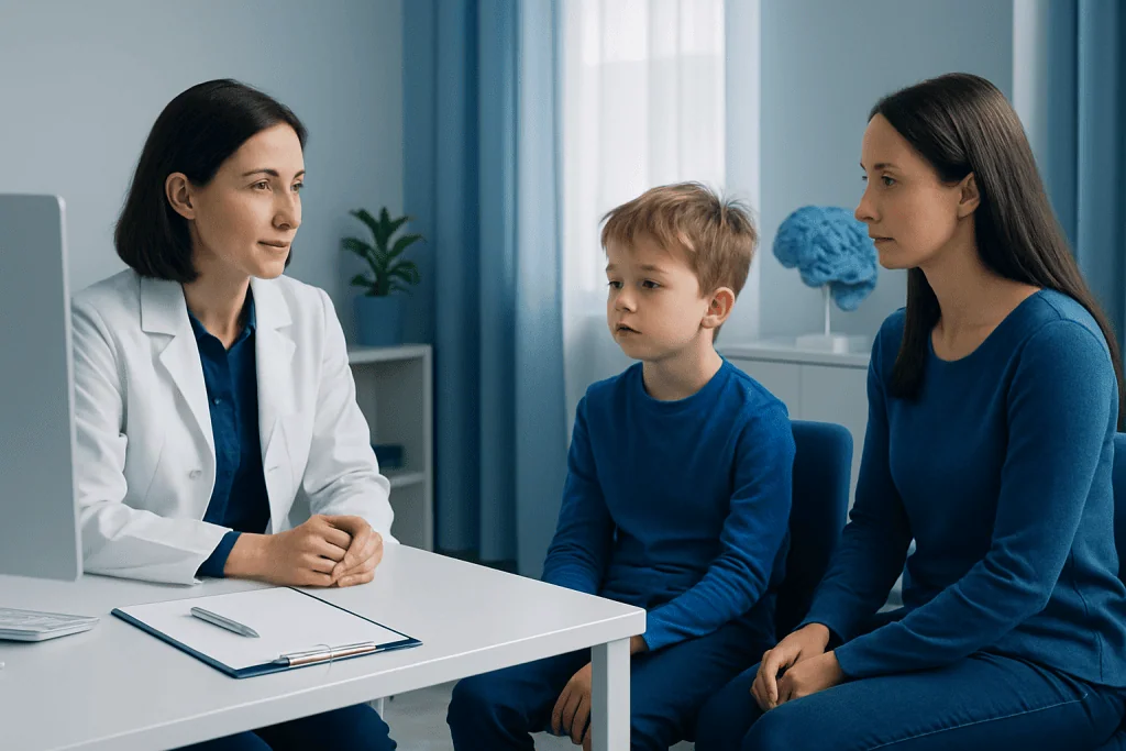 Child during consultation for attention disorder hyperactivity at Acibadem Hospital.