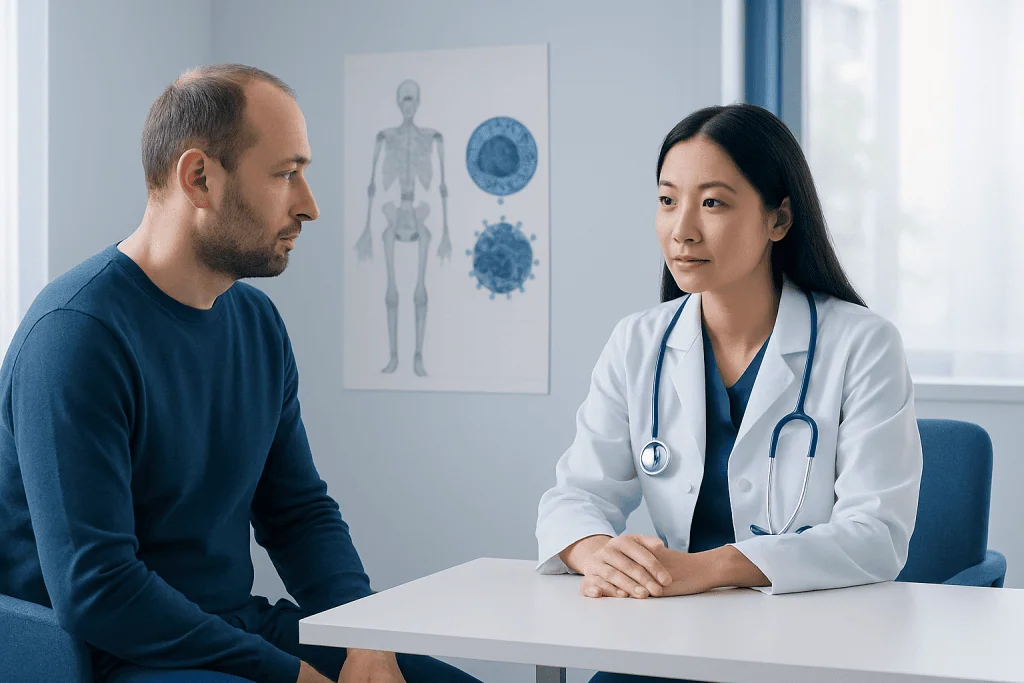 Doctor consulting with patient in a medical office at Acibadem Hospitals Group.