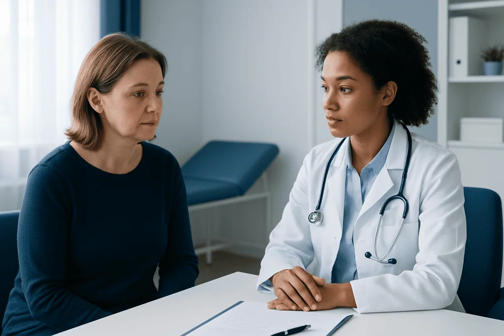 Doctor consulting with a patient in a medical office.