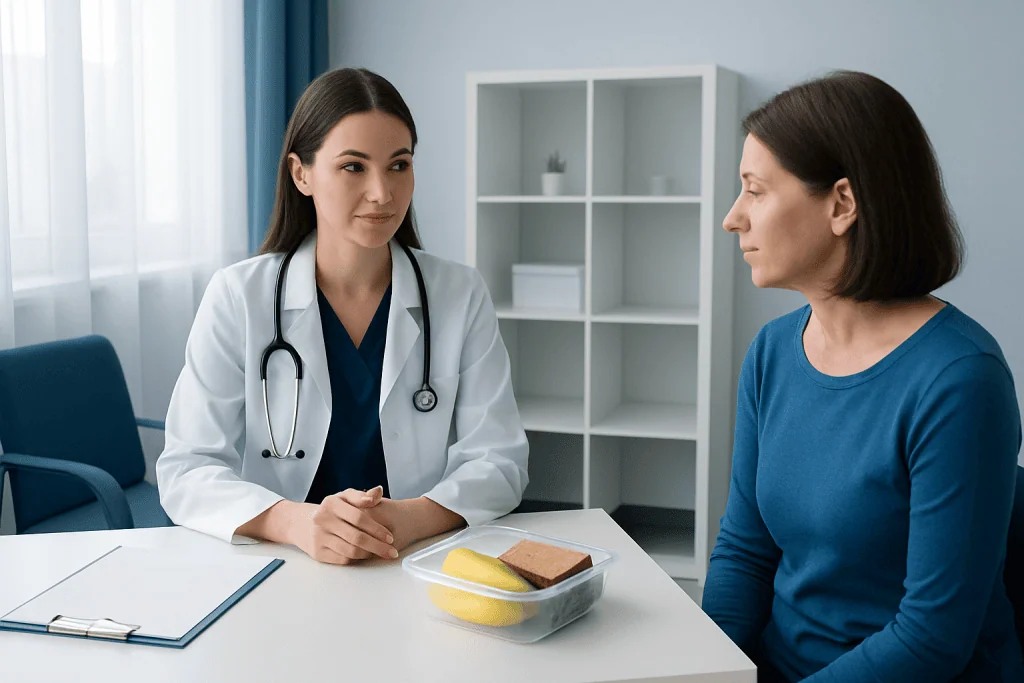 Doctor consulting patient in a medical office at Acibadem Hospitals Group.