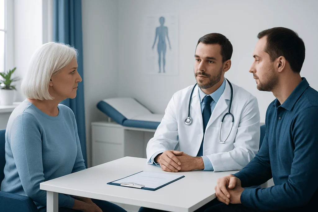 Doctor consulting with a patient in a medical office setting.