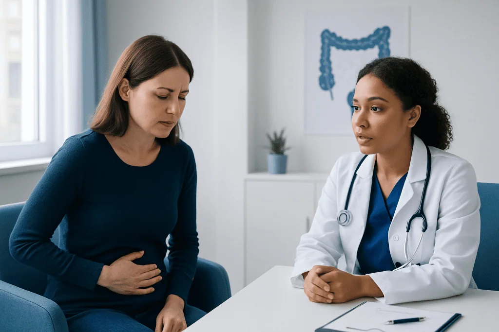 Doctor consulting with a patient about gastrointestinal health.