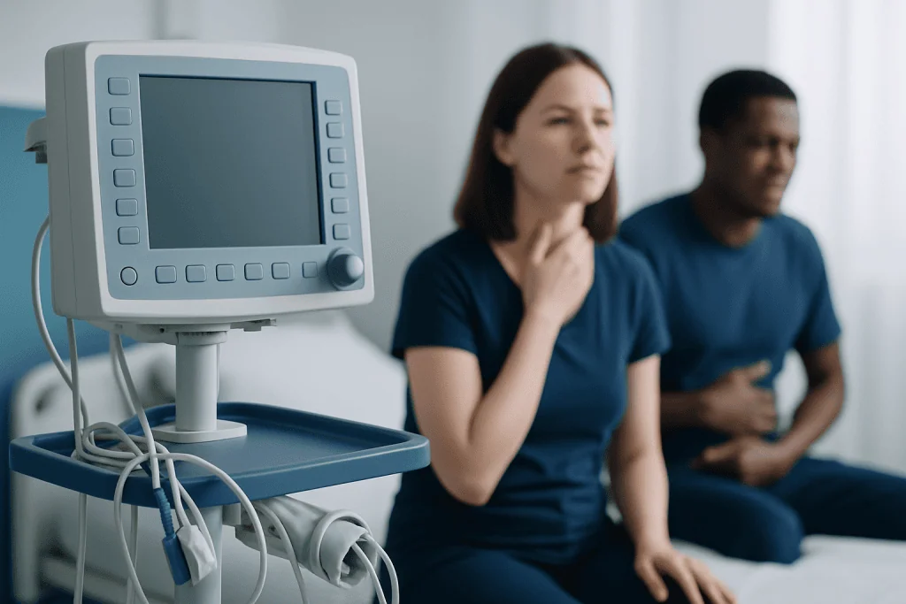 Common causes and what they may feel like — sore throat and diarrhoea