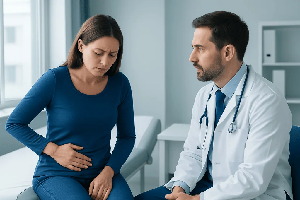 Common causes in females — pain in lower right abdomen near hip bone female