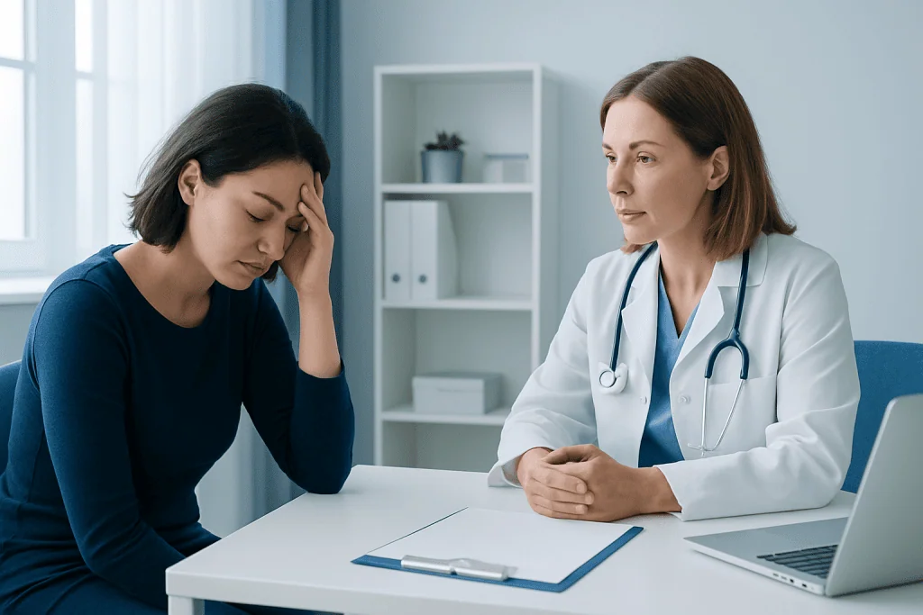 Doctor consulting with a patient experiencing sleep issues at Acibadem Hospital.