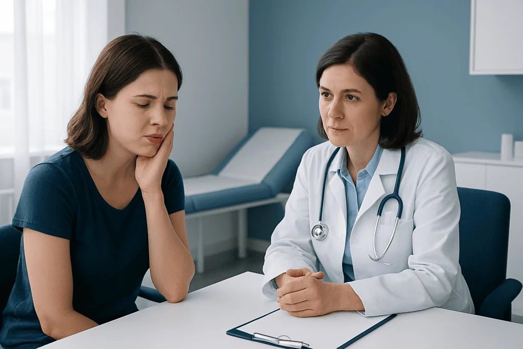 Doctor consulting with a patient in a medical office setting.