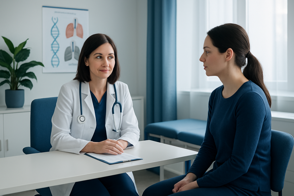 Doctor consulting with a patient in a medical office.