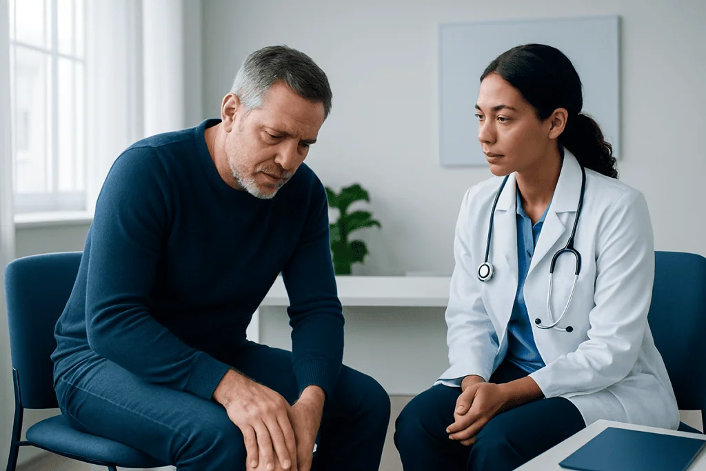 Doctor consulting with a patient about fibula health and treatment options.