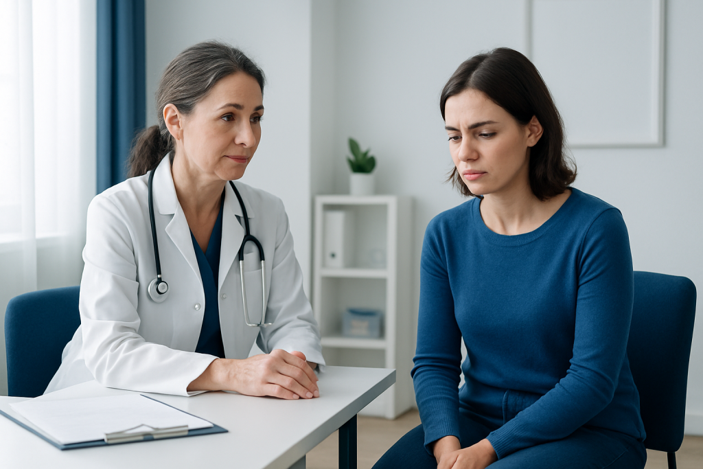 Doctor consulting a patient in a medical office.