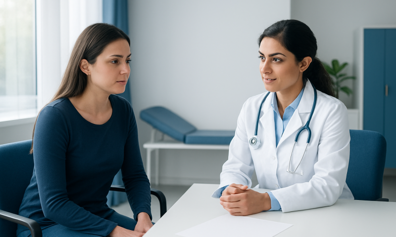 Doctor consulting with patient in a medical office at Acibadem Hospitals Group.