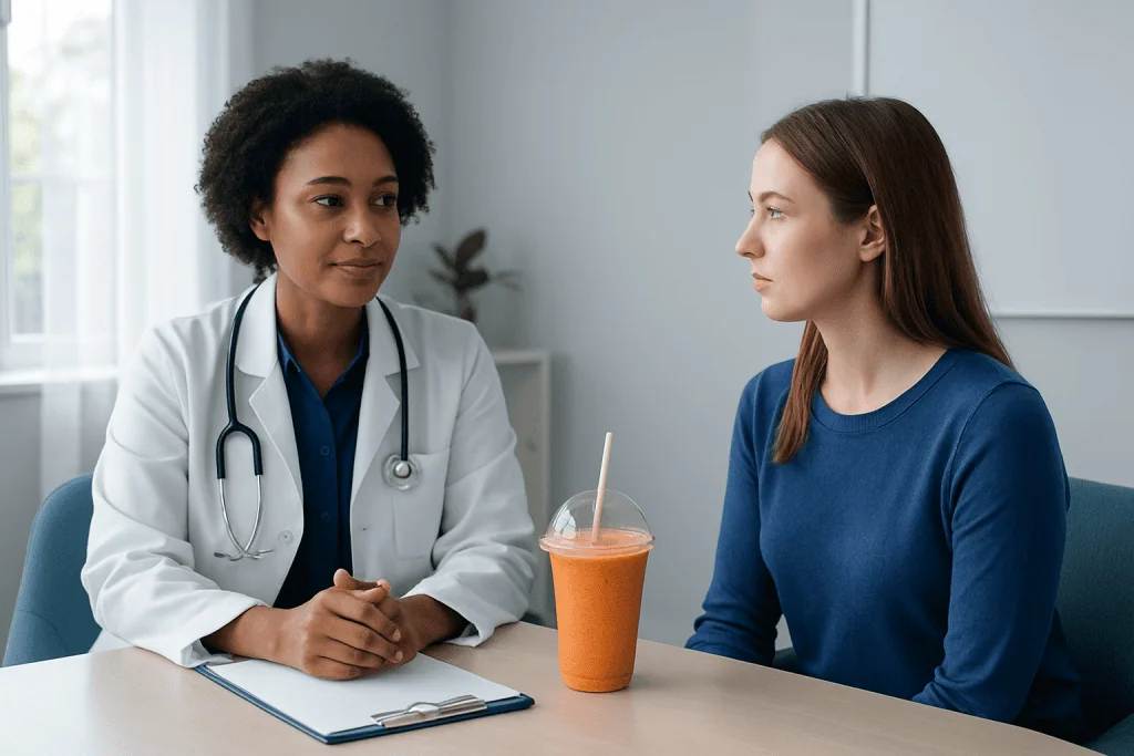 Doctor consulting with a patient in a medical office.