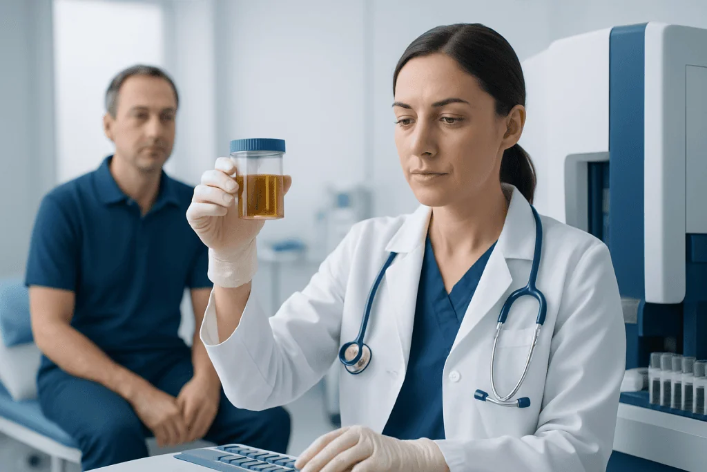 Common non-serious causes of dark urine — blackish yellow urine