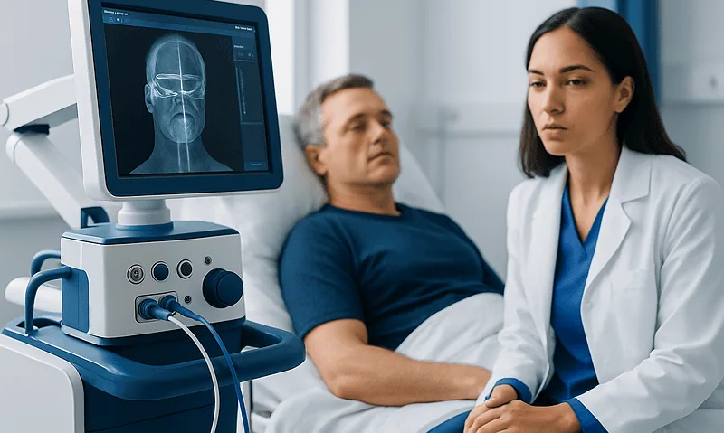 Patient undergoing neuromodulation consultation at Acibadem Hospital.