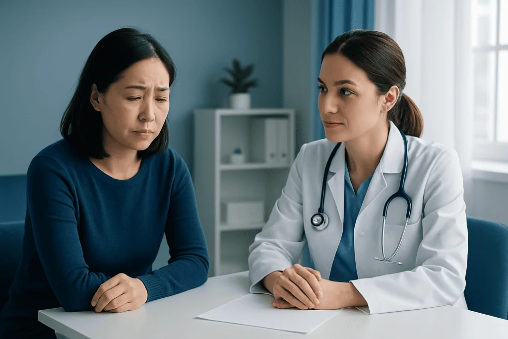 Doctor consulting with a patient in a medical office.