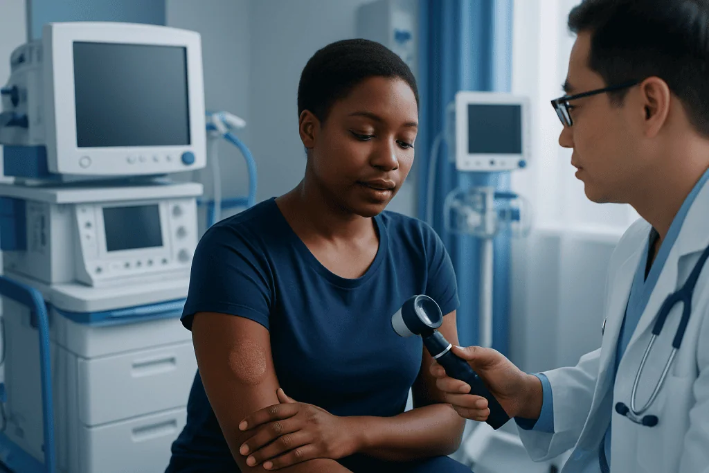 Common signs and symptoms — ringworm on black skin