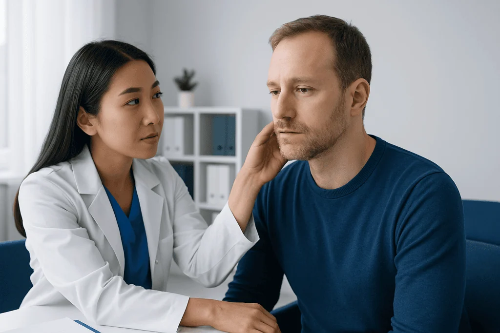 Common symptoms and how a swollen node may feel — lymph nodes behind ear