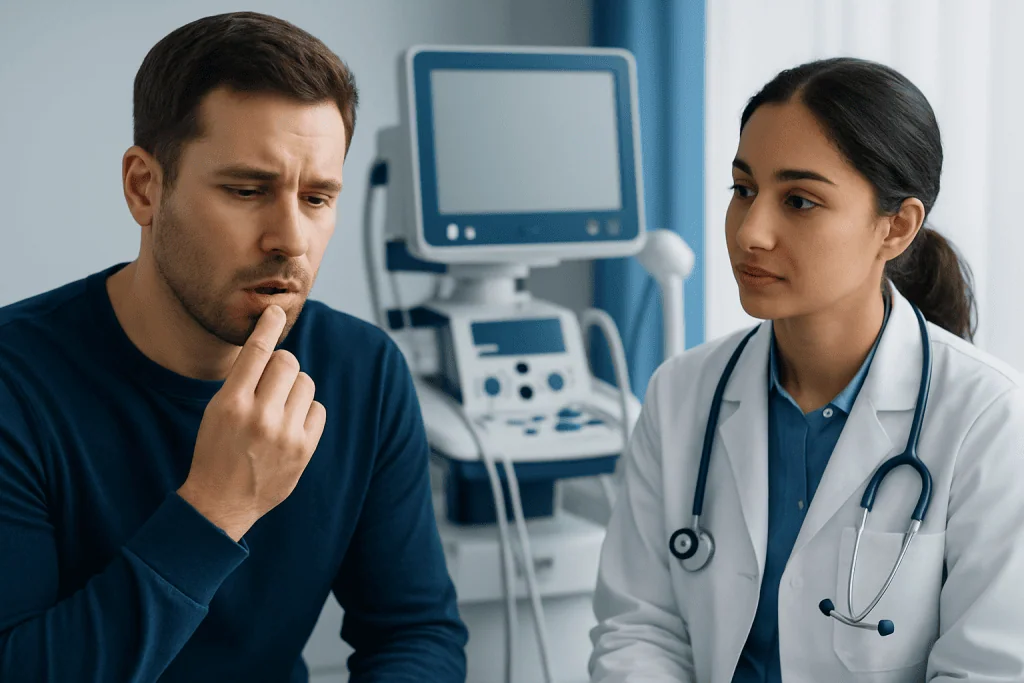 Common symptoms and how sores may look — mouth sores