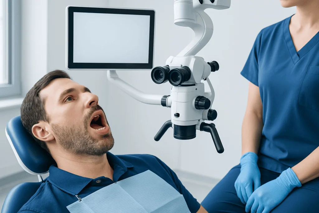 Common symptoms and how the spots can look — white spots on gums