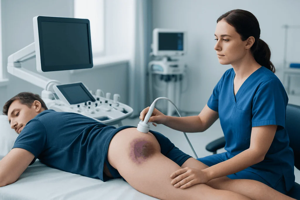 Common symptoms and what healing looks like — buttock bruising