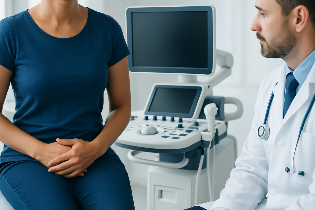 Doctor consulting patient in a medical examination room at Acibadem Hospitals.