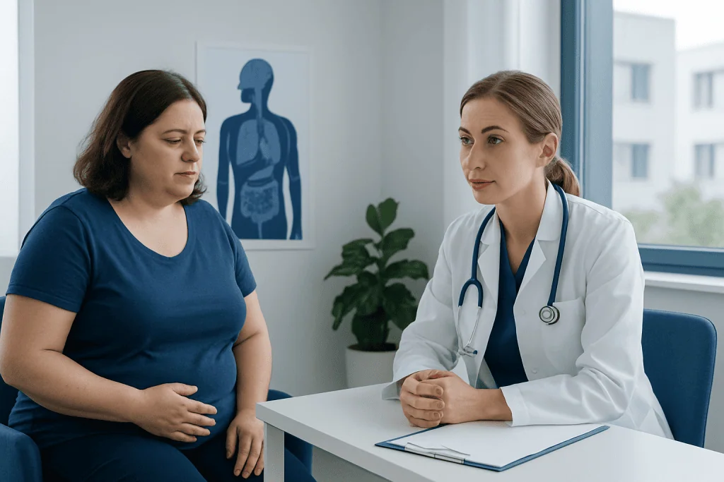 Doctor consulting with a patient in a medical office.