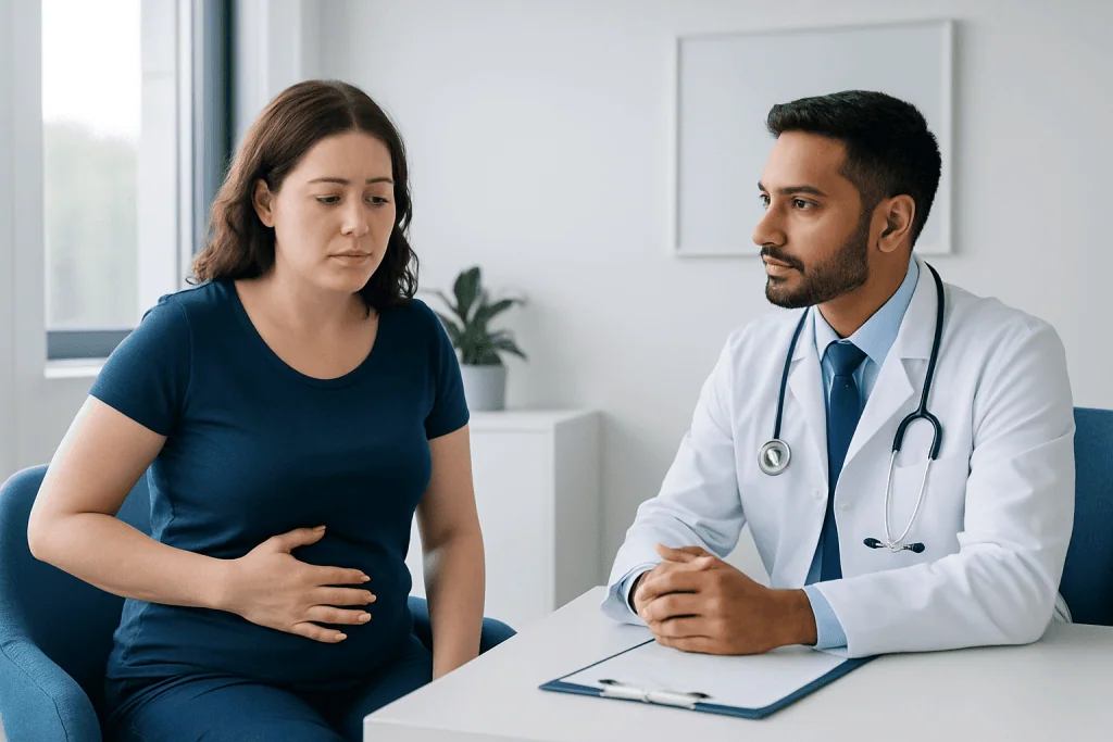 Doctor consulting with a woman patient about health concerns.