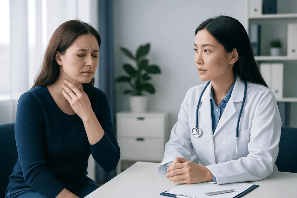 Common symptoms that may occur with bumps on the back of the throat — throat with bumps on back