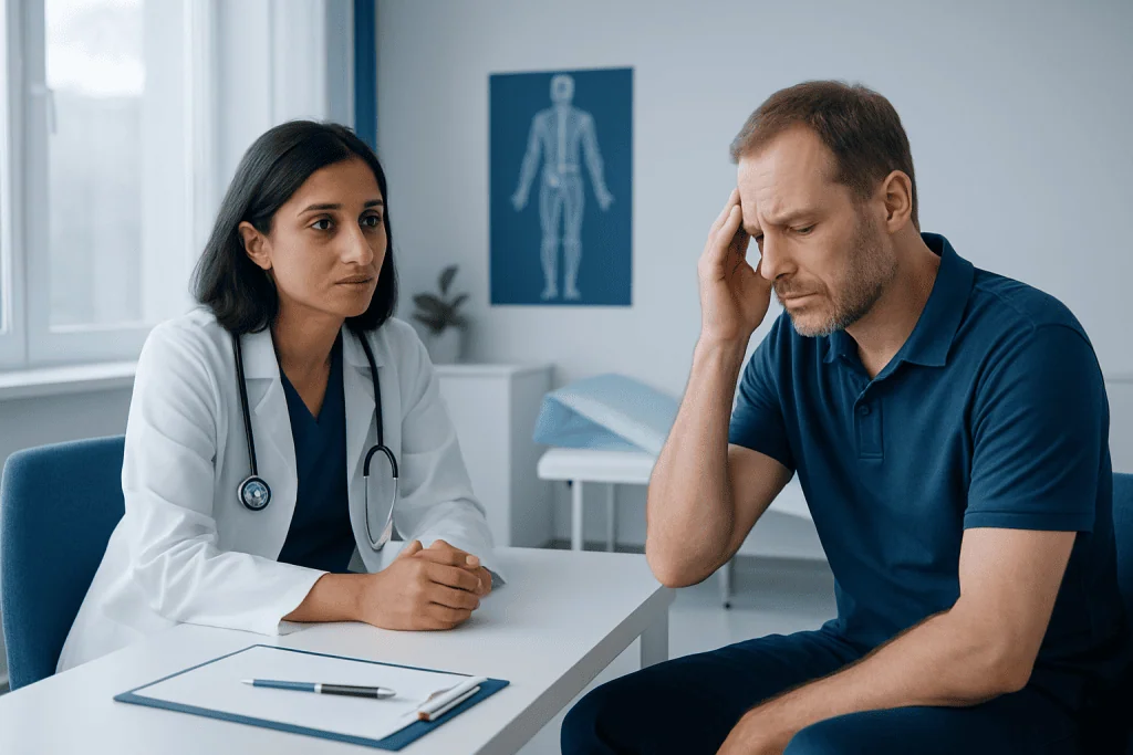 Doctor consulting with a patient about nervous system health.