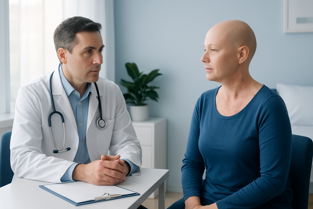 Doctor consulting with a patient in a medical office setting.