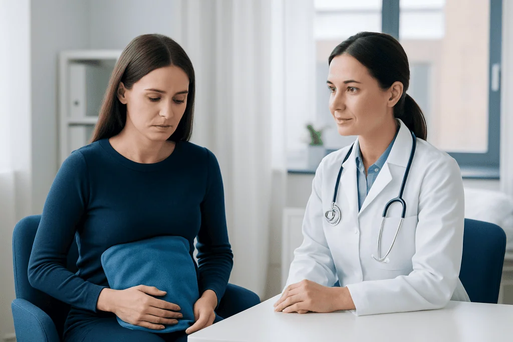 Doctor consulting with a patient in a medical office setting.