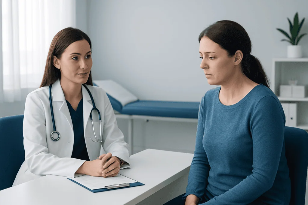 Doctor consulting with a patient in a medical office.
