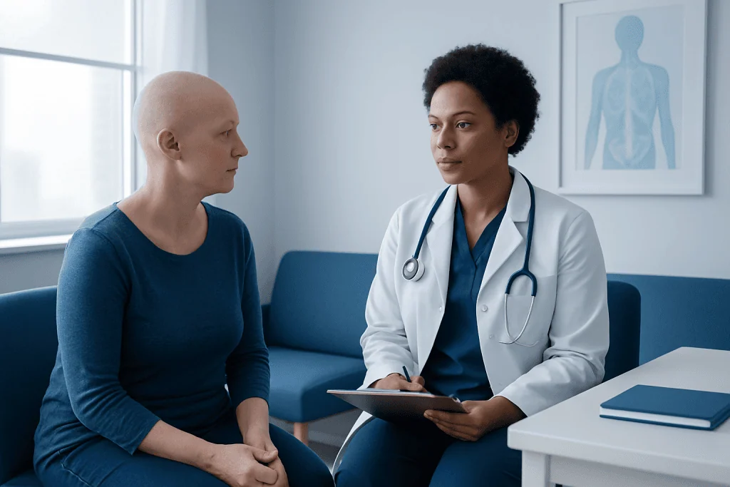 Doctor consulting with a patient in a medical office.