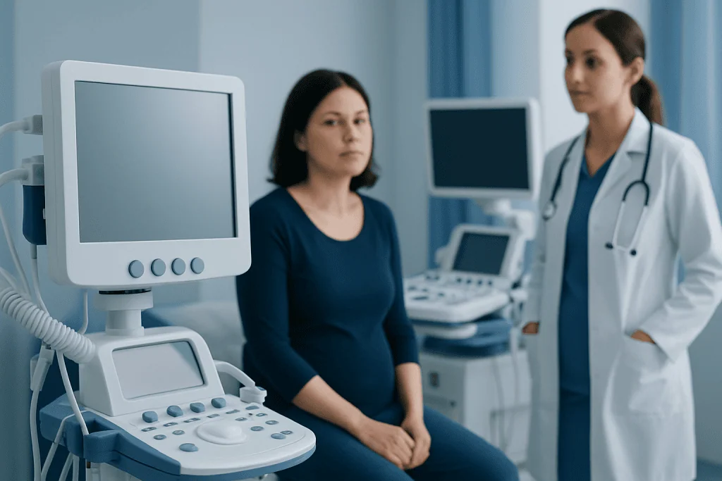 Medical consultation with ultrasound equipment at Acibadem Hospitals Group.
