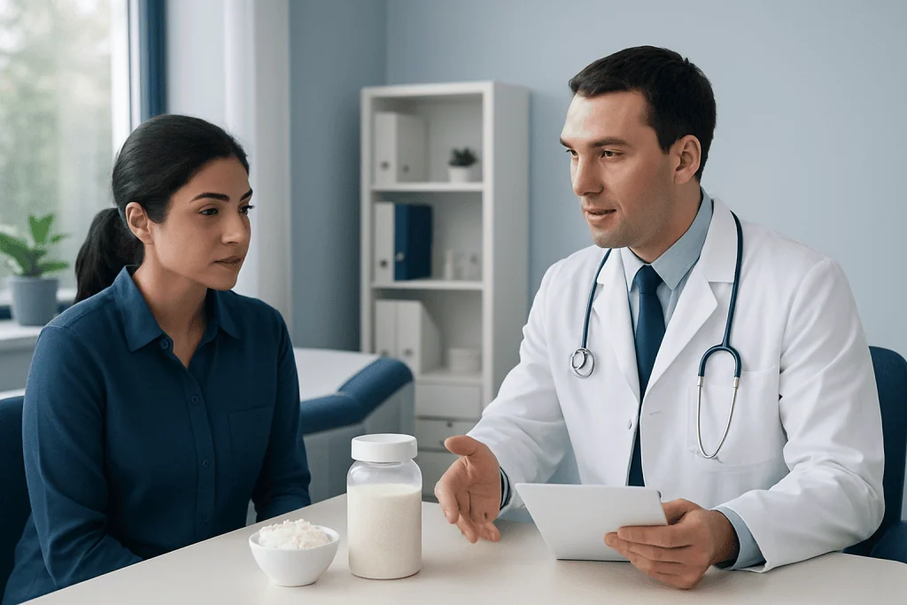 Doctor consulting with a patient about nutrition and health.