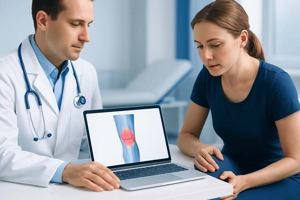Front knee pain: what it may suggest — knee pain location chart