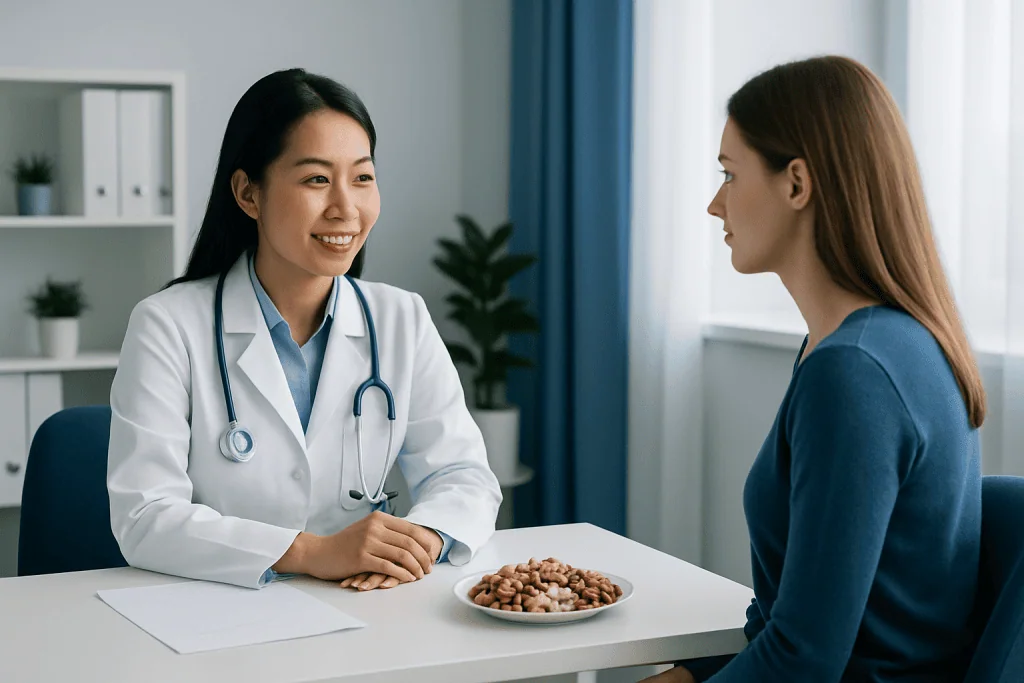 Doctor consulting with a patient in a medical office setting.